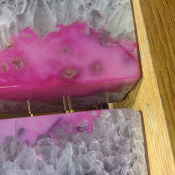 Agate Geode Sections Pair of Dyed Pink​​ - Picture 14 of 15